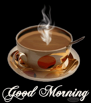Good Morning GIF image with Coffee Cup